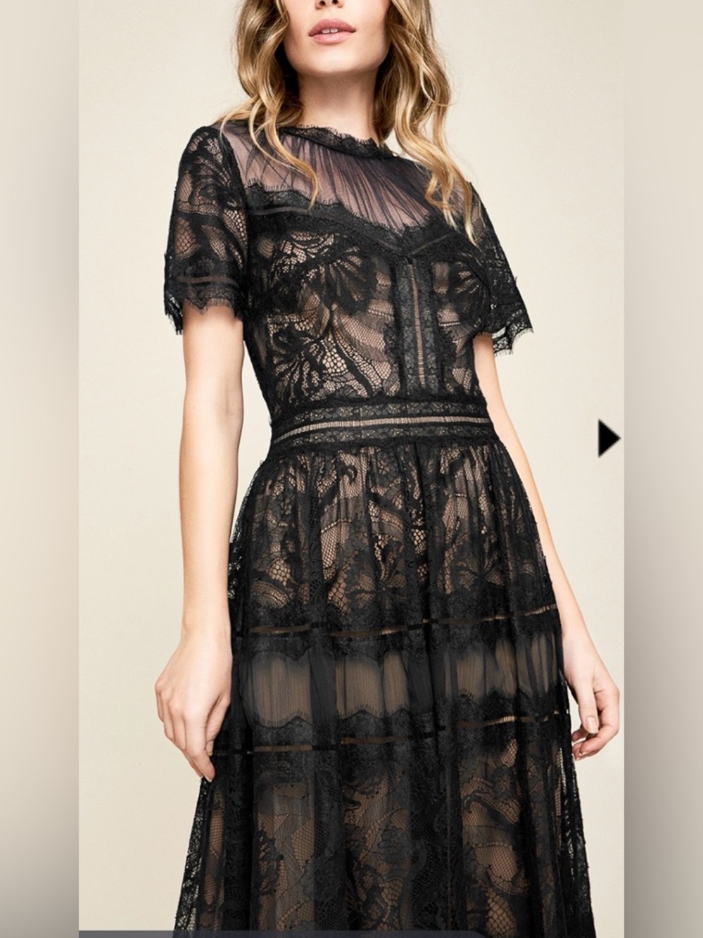 TADASHI SHOJI CAMILLA TEA-LENGTH BLACK LACE DRESS Size 6 - Picture 4 of 12